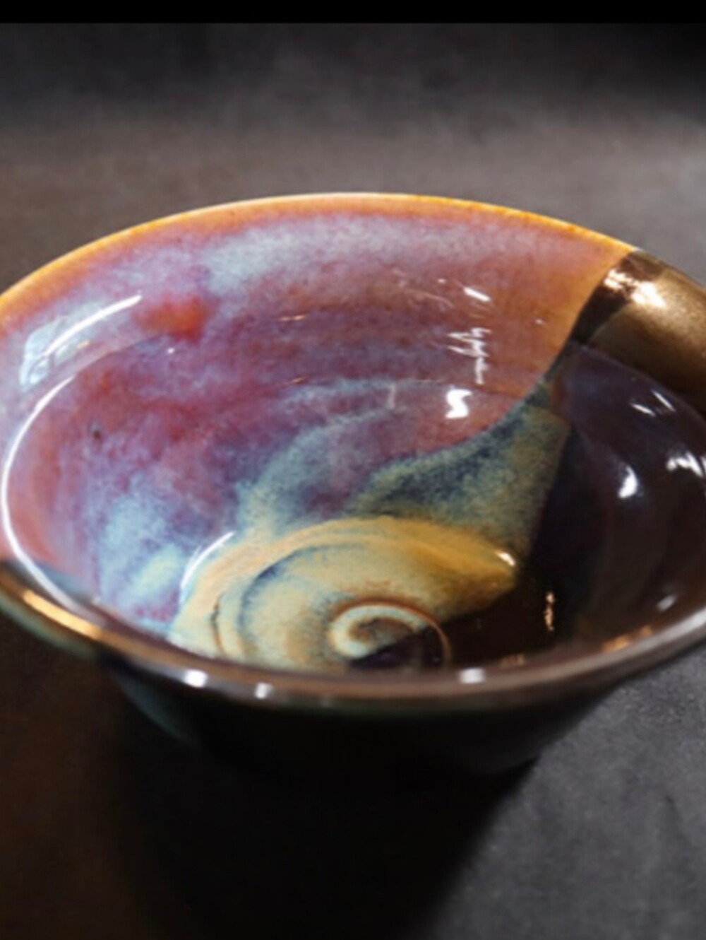 Signed Studio Style Drip Glazed Pottery Bowl Multicolor 6"